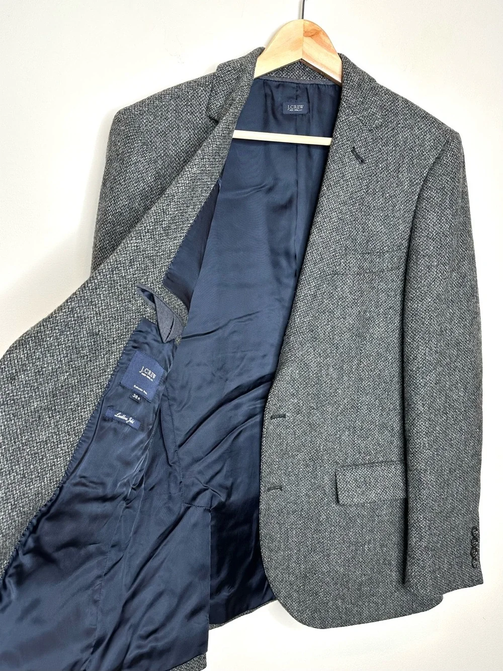 J.Crew Tweed Ludlow Jacket Size 38R English Wool Yorkshire By Moon Gray Multi